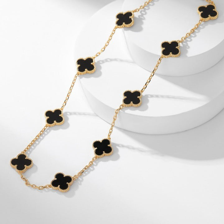 [⭐moonlume]CLOVER 10 MOTIFS ONYX NECKLACE