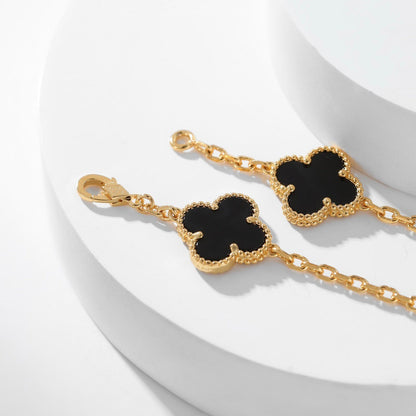 [⭐moonlume]CLOVER 10 MOTIFS ONYX NECKLACE