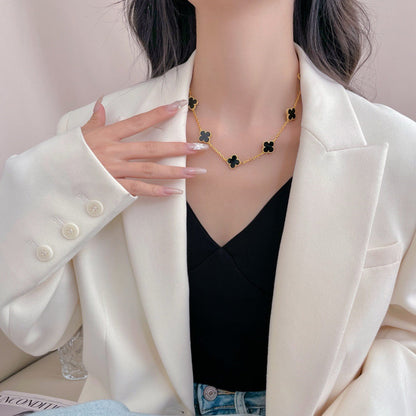 [⭐moonlume]CLOVER 10 MOTIFS ONYX NECKLACE