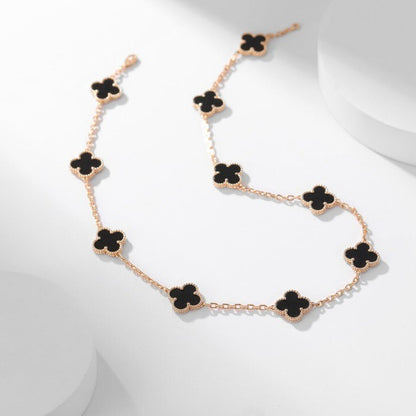 [⭐moonlume]CLOVER 10 MOTIFS ONYX NECKLACE