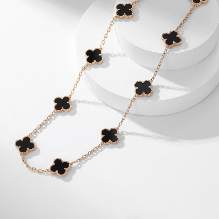 [⭐moonlume]CLOVER 10 MOTIFS ONYX NECKLACE