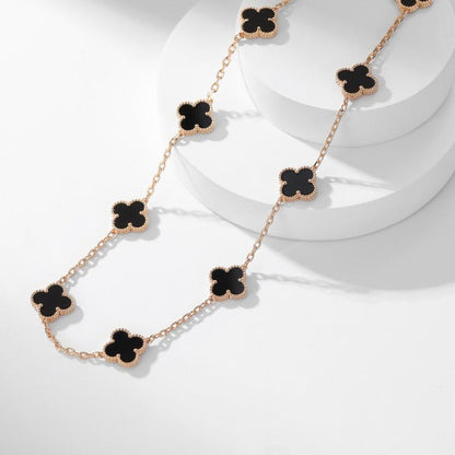 [⭐moonlume]CLOVER 10 MOTIFS ONYX NECKLACE