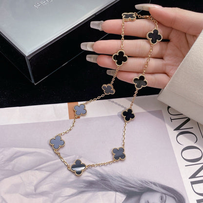 [⭐moonlume]CLOVER 10 MOTIFS ONYX NECKLACE
