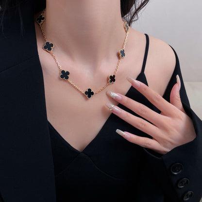 [⭐moonlume]CLOVER 10 MOTIFS ONYX NECKLACE