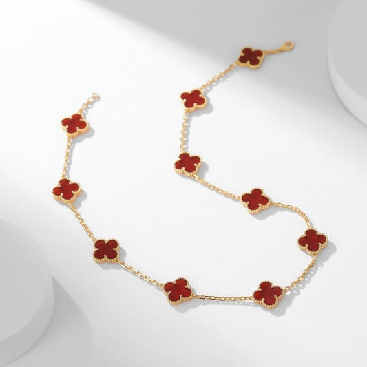 [⭐moonlume]CLOVER 10 MOTIFS CARNELIAN NECKLACE