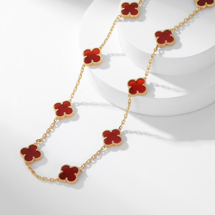 [⭐moonlume]CLOVER 10 MOTIFS CARNELIAN NECKLACE