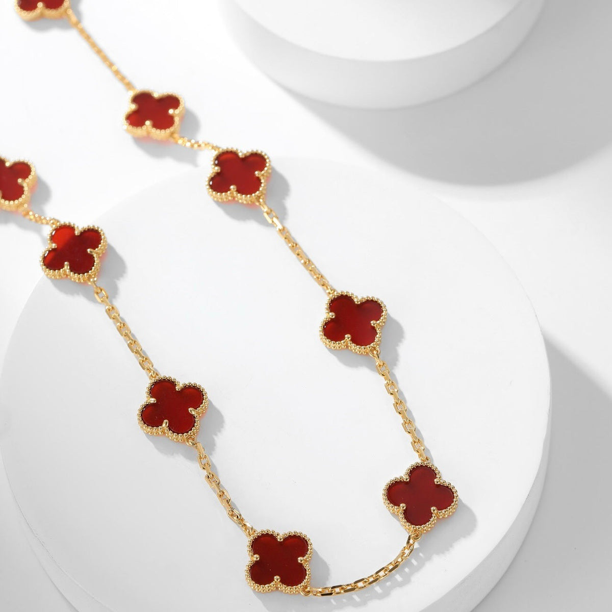 [⭐moonlume]CLOVER 10 MOTIFS CARNELIAN NECKLACE