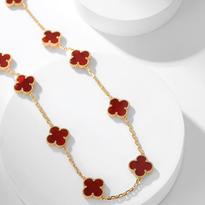 [⭐moonlume]CLOVER 10 MOTIFS CARNELIAN NECKLACE