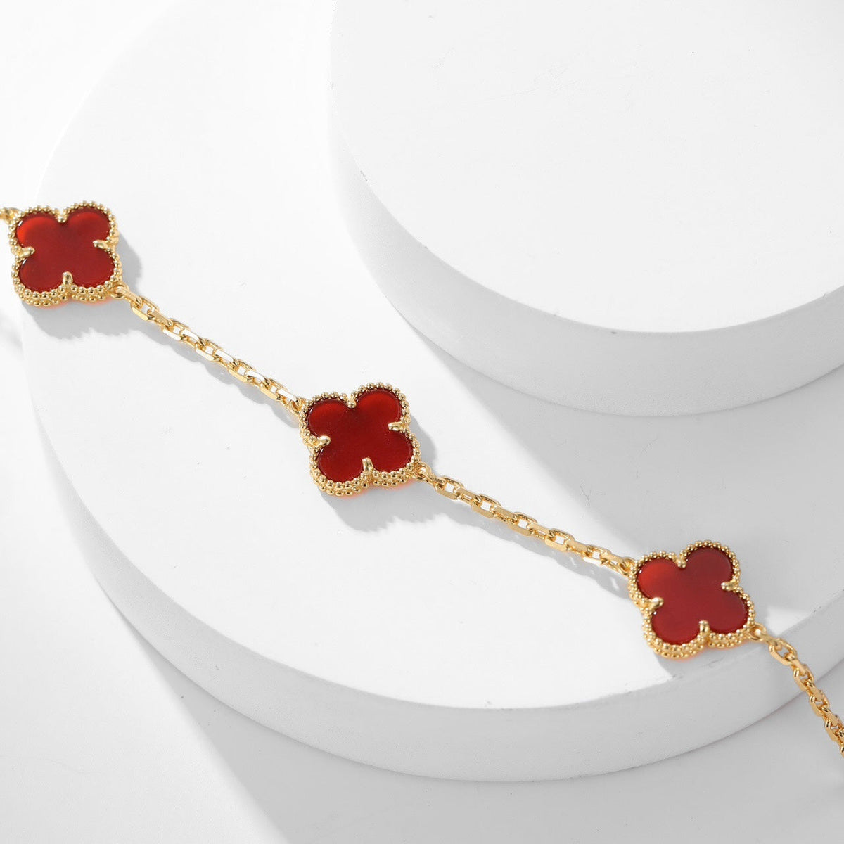 [⭐moonlume]CLOVER 10 MOTIFS CARNELIAN NECKLACE