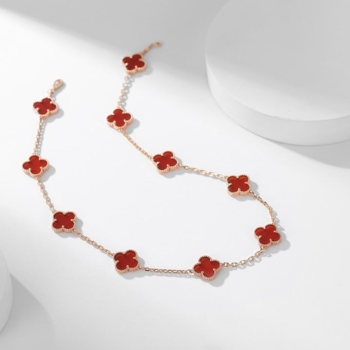 [⭐moonlume]CLOVER 10 MOTIFS CARNELIAN NECKLACE