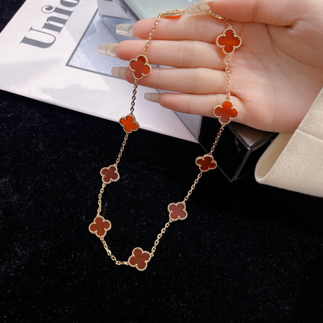 [⭐moonlume]CLOVER 10 MOTIFS CARNELIAN NECKLACE