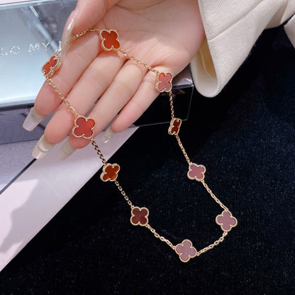 [⭐moonlume]CLOVER 10 MOTIFS CARNELIAN NECKLACE