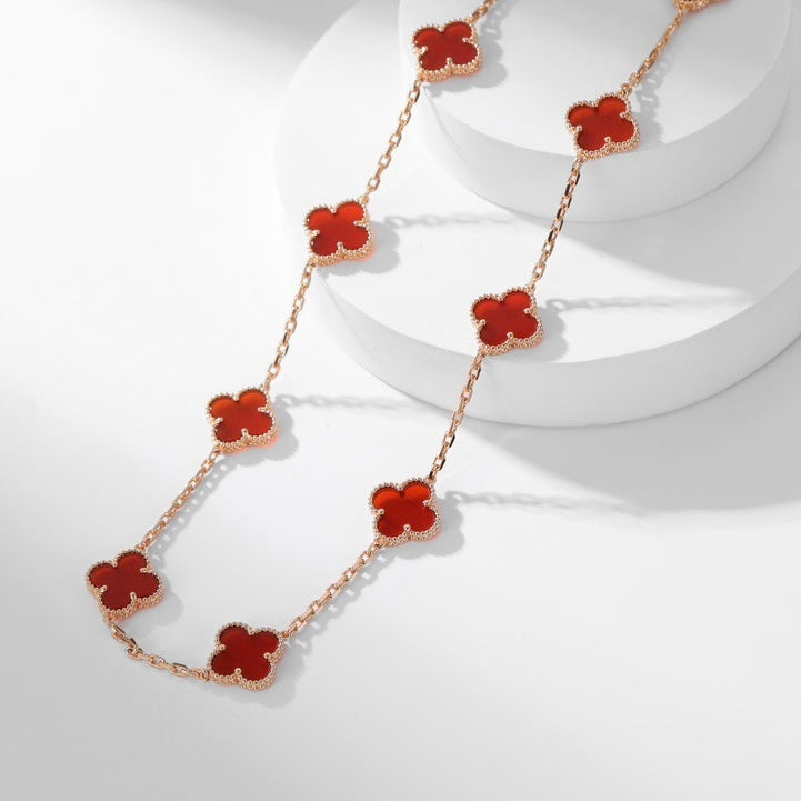 [⭐moonlume]CLOVER 10 MOTIFS CARNELIAN NECKLACE