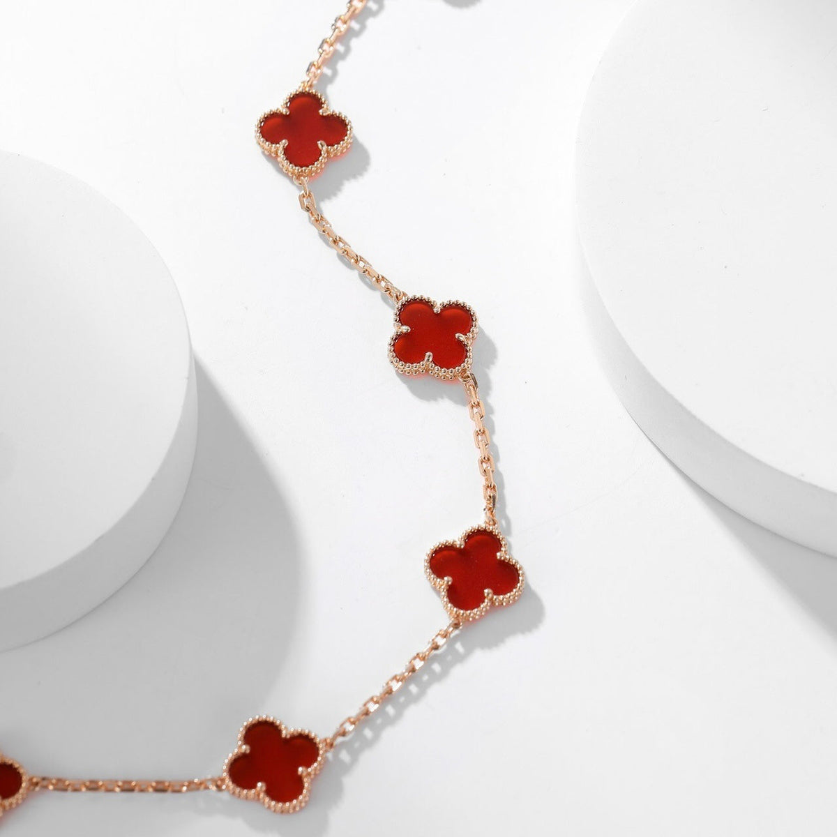 [⭐moonlume]CLOVER 10 MOTIFS CARNELIAN NECKLACE