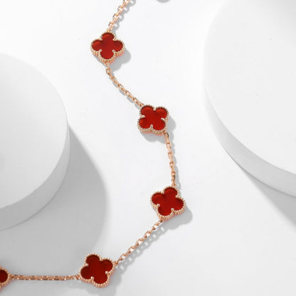 [⭐moonlume]CLOVER 10 MOTIFS CARNELIAN NECKLACE