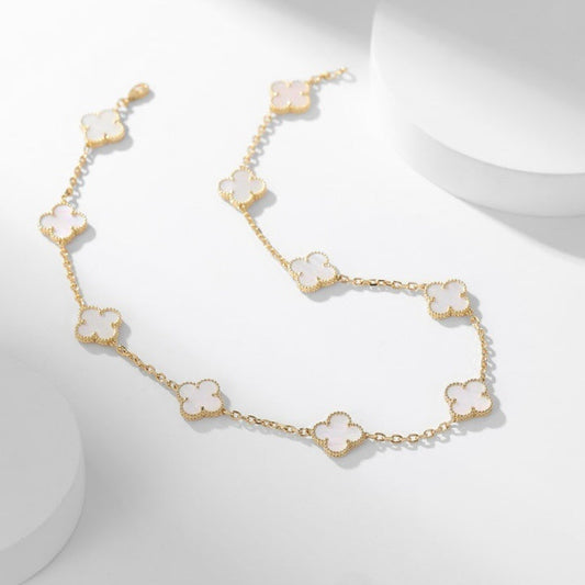 [⭐moonlume]CLOVER 10 MOTIFS WHITE MOTHER OF PEARL NECKLACE