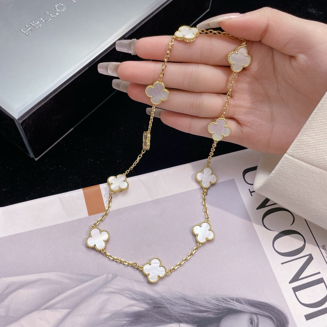 [⭐moonlume]CLOVER 10 MOTIFS WHITE MOTHER OF PEARL NECKLACE