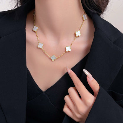 [⭐moonlume]CLOVER 10 MOTIFS WHITE MOTHER OF PEARL NECKLACE