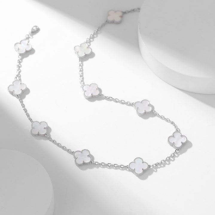 [⭐moonlume]CLOVER 10 MOTIFS WHITE MOTHER OF PEARL NECKLACE