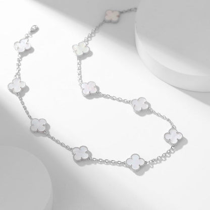 [⭐moonlume]CLOVER 10 MOTIFS WHITE MOTHER OF PEARL NECKLACE