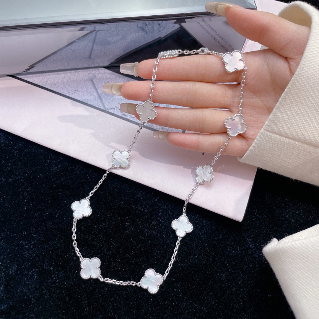 [⭐moonlume]CLOVER 10 MOTIFS WHITE MOTHER OF PEARL NECKLACE