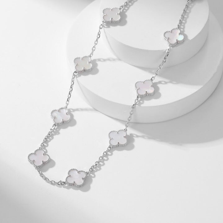 [⭐moonlume]CLOVER 10 MOTIFS WHITE MOTHER OF PEARL NECKLACE