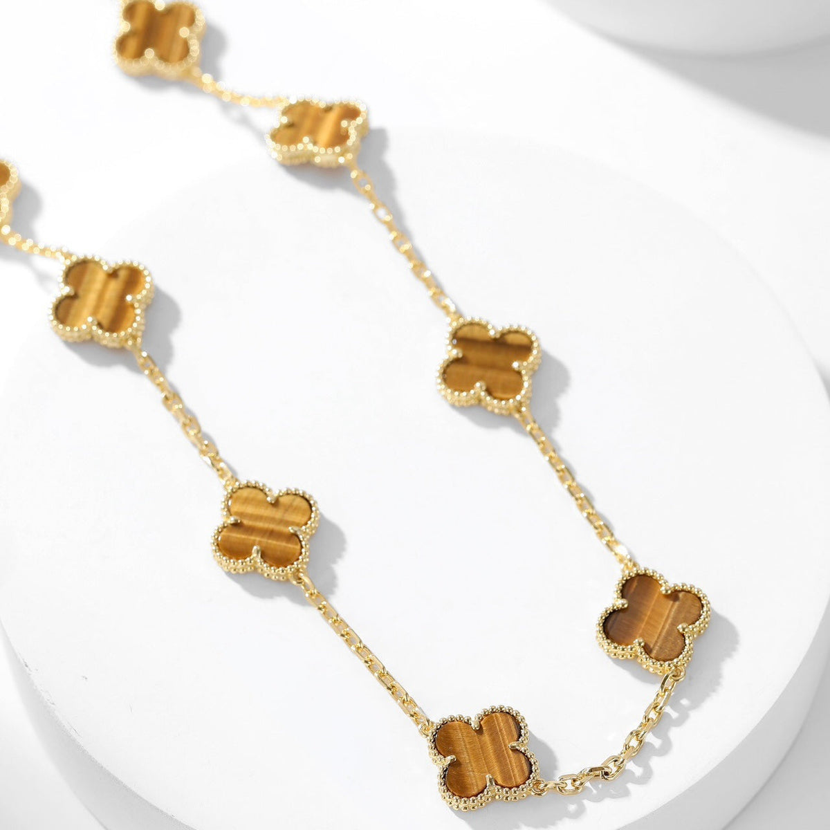 [⭐moonlume]CLOVER 10 MOTIFS TIGER EYE NECKLACE