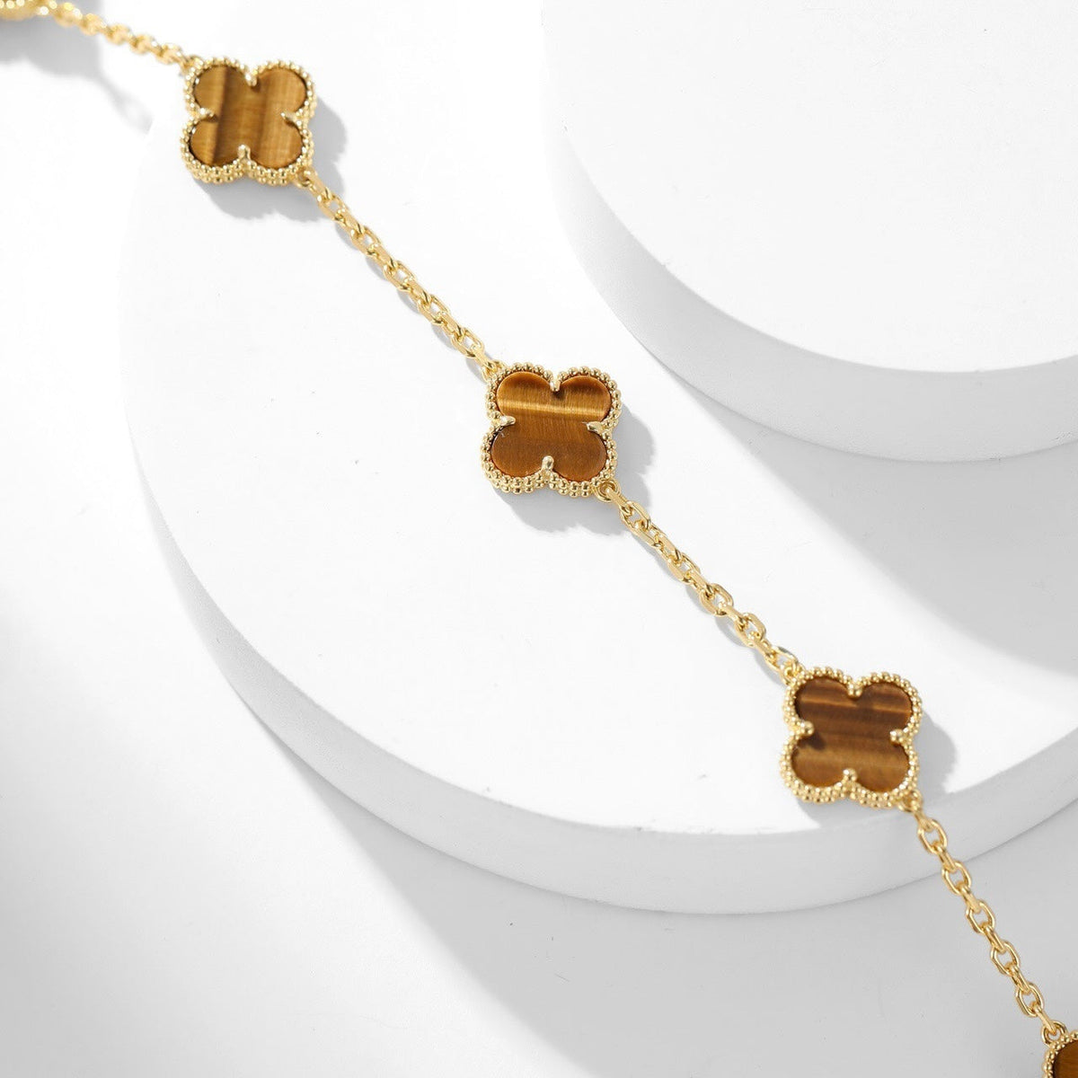 [⭐moonlume]CLOVER 10 MOTIFS TIGER EYE NECKLACE