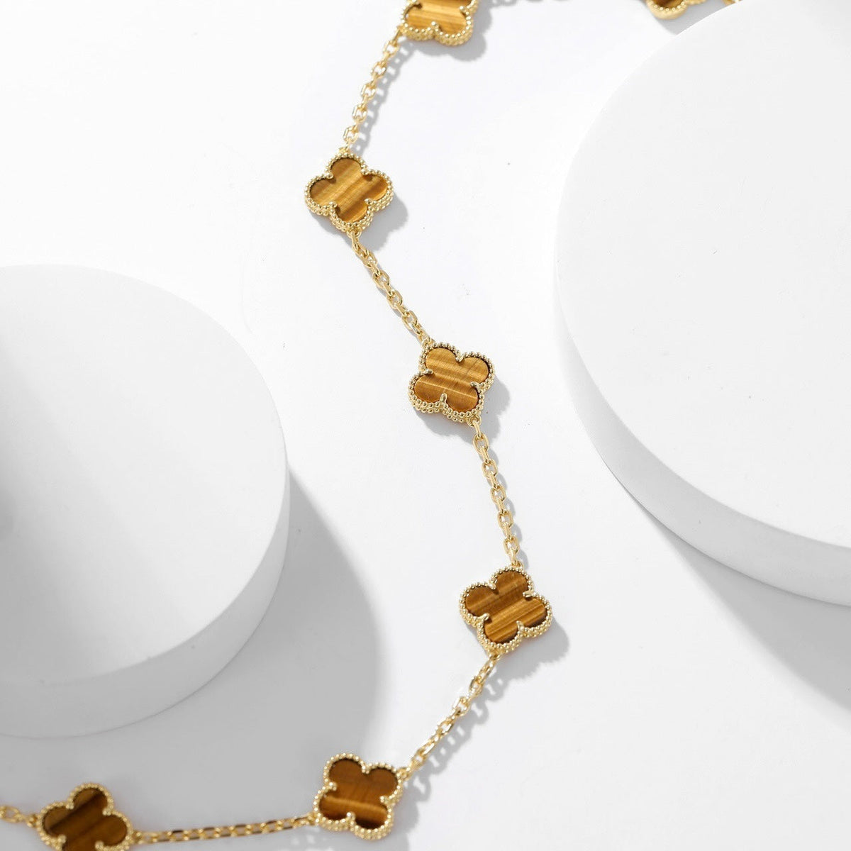[⭐moonlume]CLOVER 10 MOTIFS TIGER EYE NECKLACE