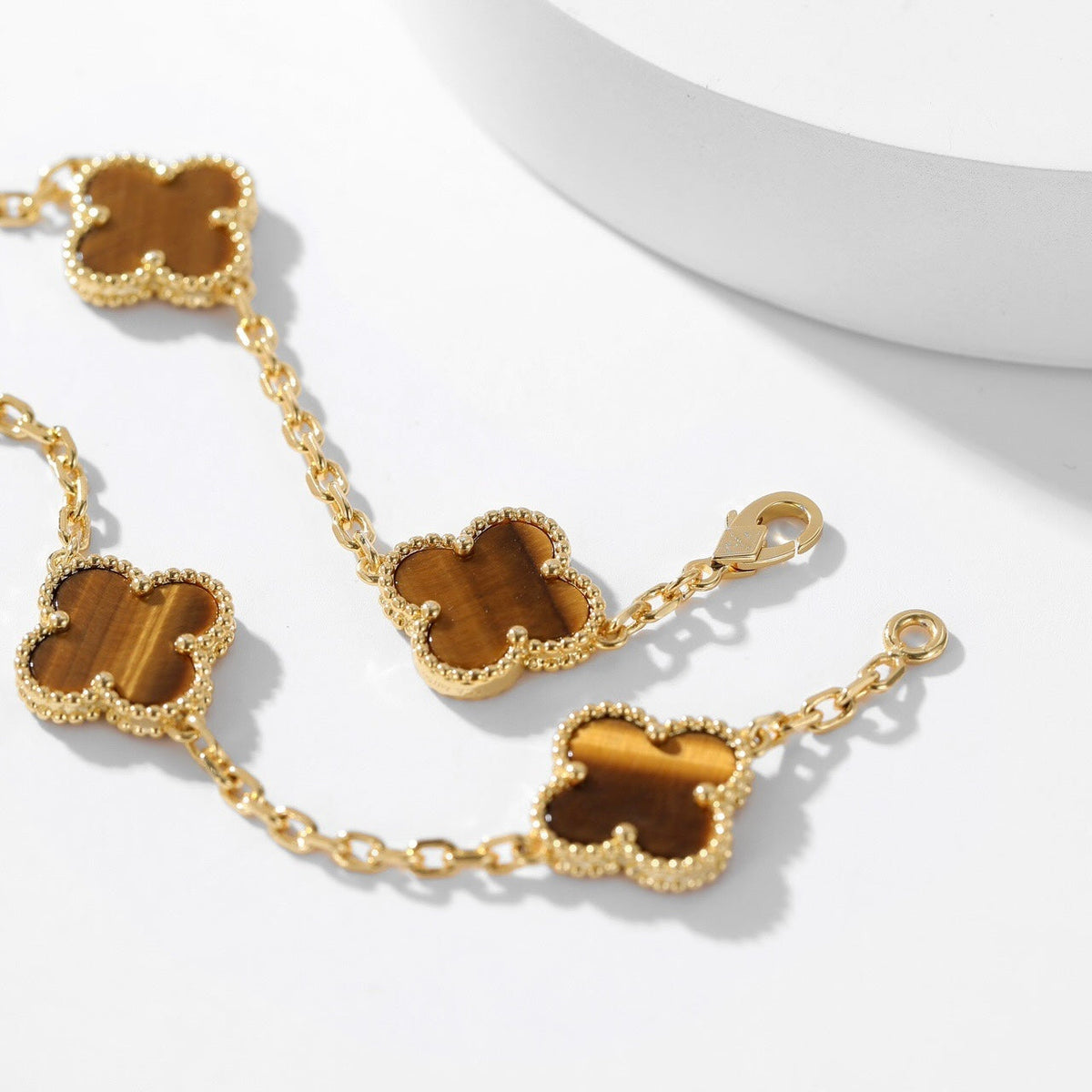 [⭐moonlume]CLOVER 10 MOTIFS TIGER EYE NECKLACE