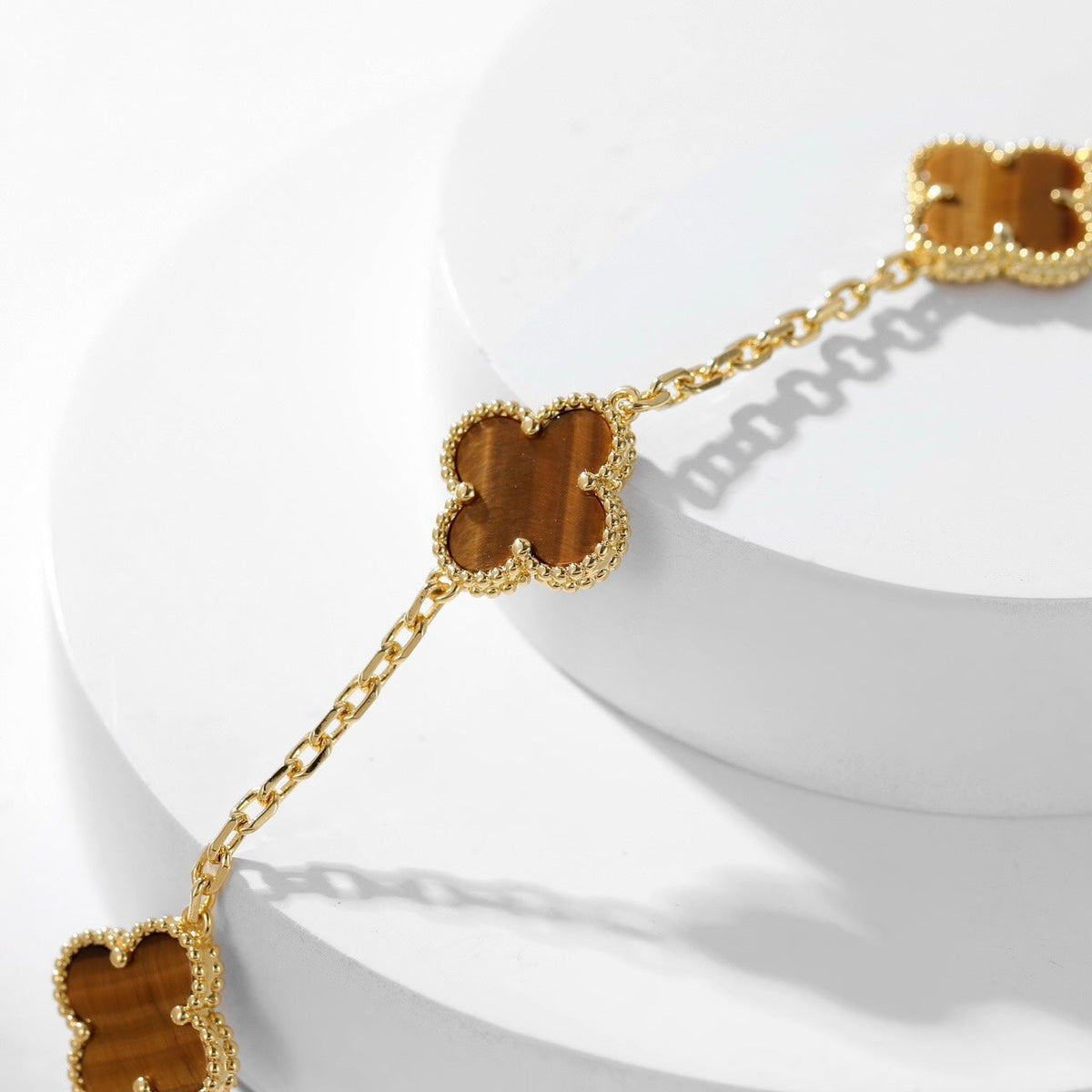 [⭐moonlume]CLOVER 10 MOTIFS TIGER EYE NECKLACE