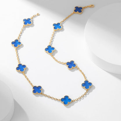[⭐moonlume]CLOVER 10 MOTIFS BLUE AGATE NECKLACE