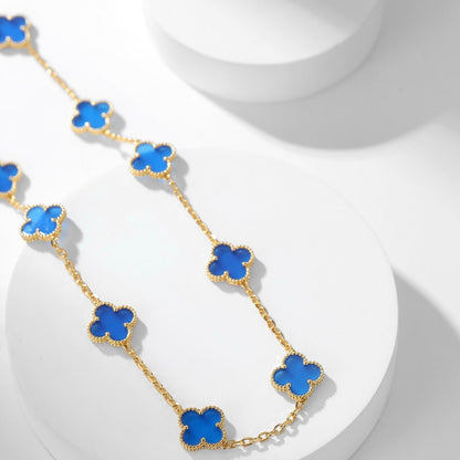 [⭐moonlume]CLOVER 10 MOTIFS BLUE AGATE NECKLACE