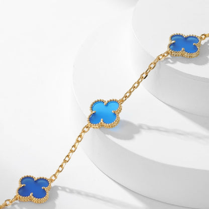[⭐moonlume]CLOVER 10 MOTIFS BLUE AGATE NECKLACE