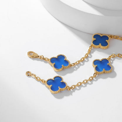 [⭐moonlume]CLOVER 10 MOTIFS BLUE AGATE NECKLACE