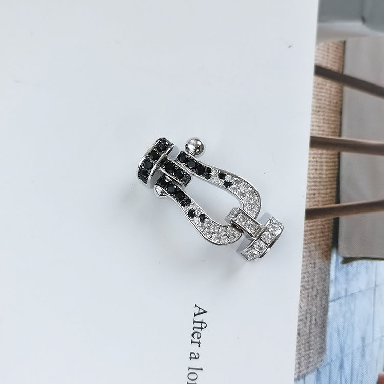 [⭐moonlume]FORCE LARGE HORSESHOE BLACK WHITE DIAMOND BRACELET ROSE GOLD