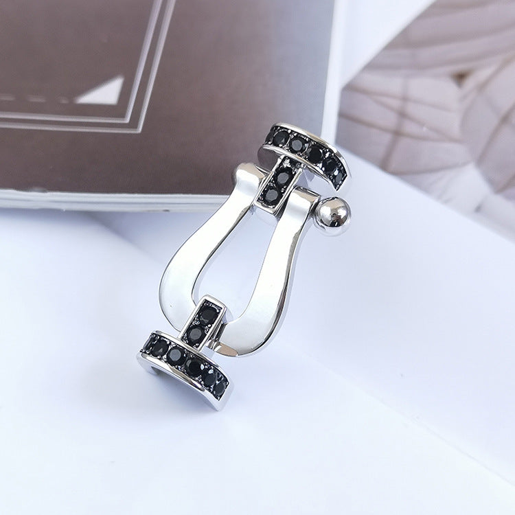 [⭐moonlume]FORCE LARGE HORSESHOE BLACK DIAMOND BRACELET SILVER