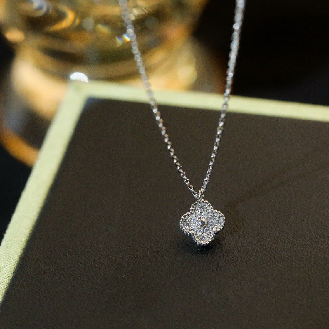 [⭐moonlume]CLOVER MINI 9.5MM PENDANT DIAMOND NECKLACE