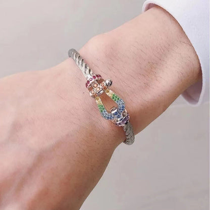 [⭐moonlume]FORCE LARGE HORSESHOE  COLORED DIAMOND BRACELET ROSE GOLD