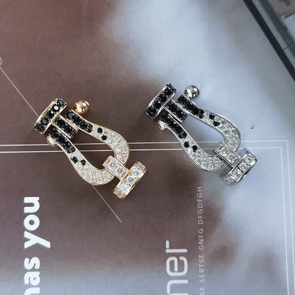 [⭐moonlume]FORCE LARGE HORSESHOE BLACK WHITE DIAMOND BRACELET ROSE GOLD