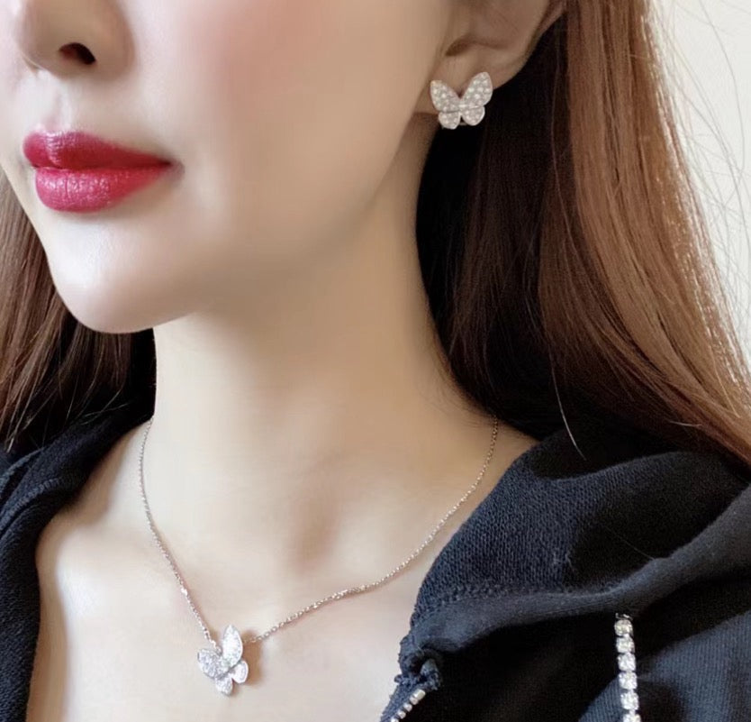 [⭐moonlume]BUTTERFLY ALL DIAMOND EARRINGS