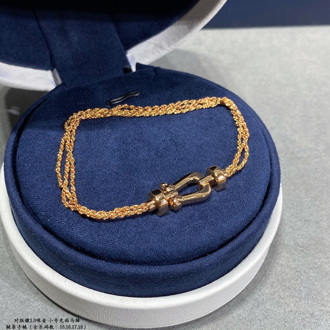 [⭐moonlume]FORCE SMALL HORSESHOE  DIAMOND CHAIN ROPE BRACELET
