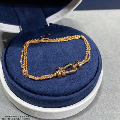 [⭐moonlume]FORCE SMALL HORSESHOE  DIAMOND CHAIN ROPE BRACELET