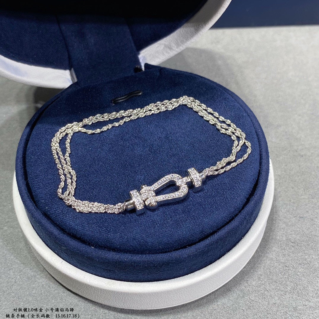 [⭐moonlume]FORCE SMALL HORSESHOE  DIAMOND CHAIN ROPE BRACELET