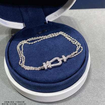 [⭐moonlume]FORCE SMALL HORSESHOE  DIAMOND CHAIN ROPE BRACELET