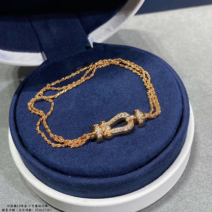 [⭐moonlume]FORCE SMALL HORSESHOE  DIAMOND CHAIN ROPE BRACELET