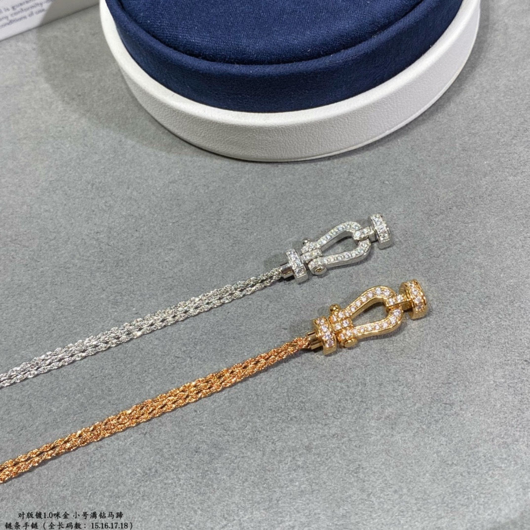 [⭐moonlume]FORCE SMALL HORSESHOE  DIAMOND CHAIN ROPE BRACELET