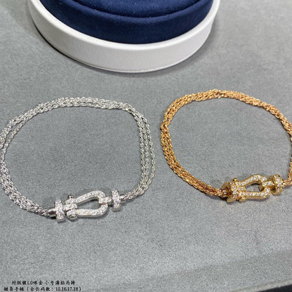 [⭐moonlume]FORCE SMALL HORSESHOE  DIAMOND CHAIN ROPE BRACELET