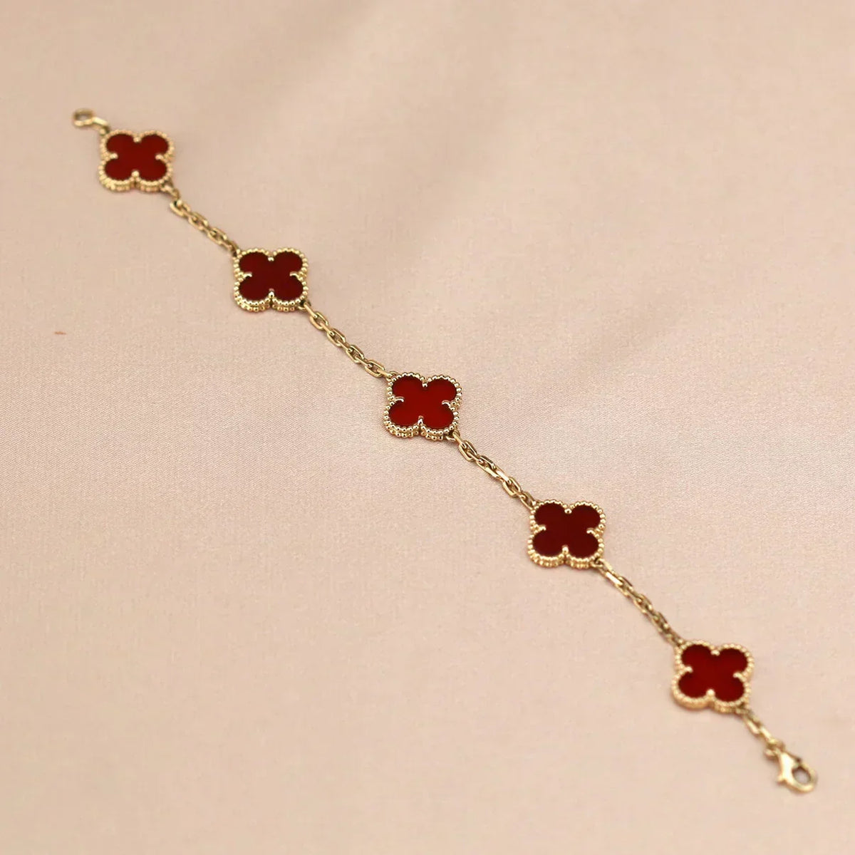 [⭐moonlume] CLOVER 5 MOTIF RED CORNELIAN BRACELET COLLECTION