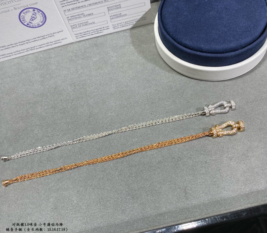 [⭐moonlume]FORCE SMALL HORSESHOE  DIAMOND CHAIN ROPE BRACELET